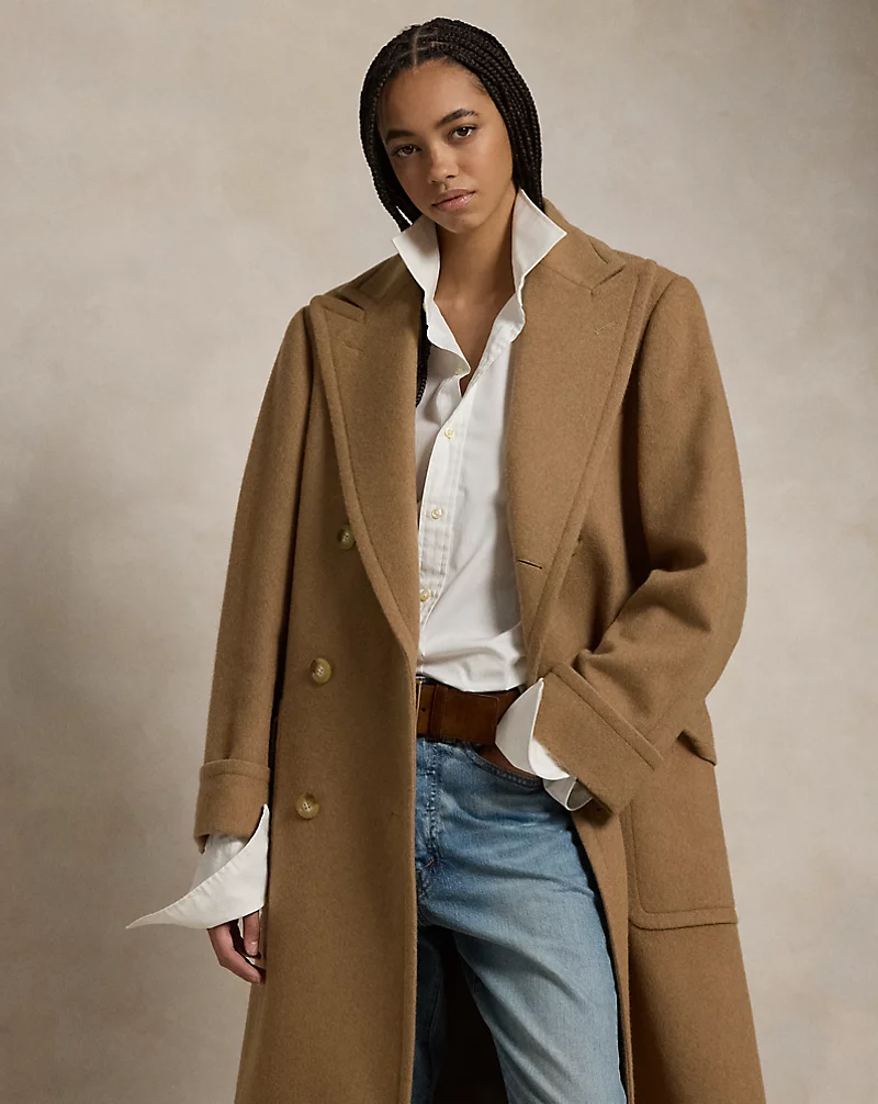 Camel Hair Long Polo Coat