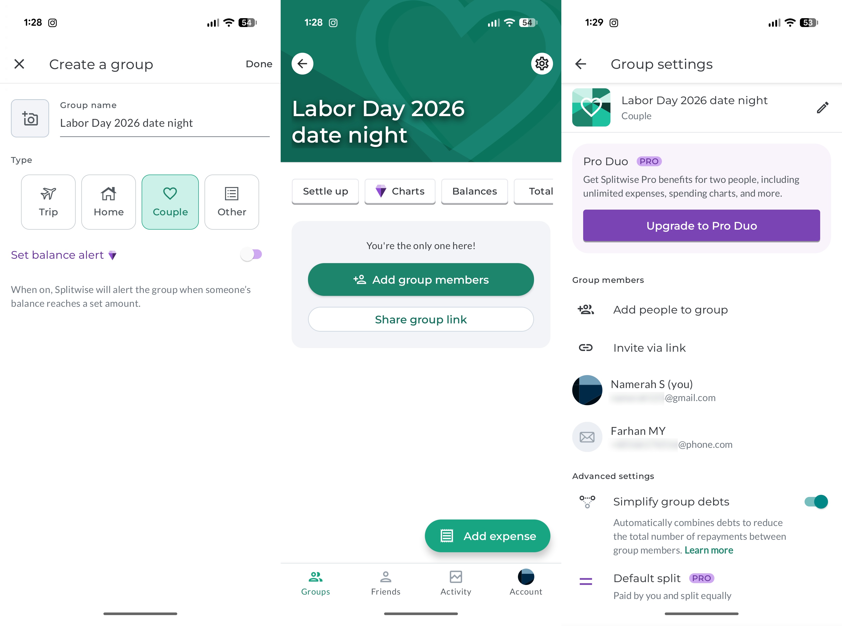 Splitwise app screenshots