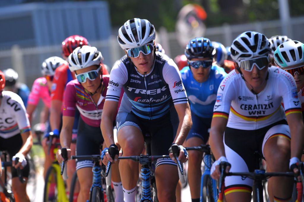 ASSISI ITALY SEPTEMBER 13 Ellen Van Dijk of The Netherlands and Team Trek Segafredo during the 31st Giro dItalia Internazionale Femminile 2020 Stage 3 a 1422km stage from Santa Fiora to Assisi 413m GiroRosaIccrea GiroRosa on September 13 2020 in Assisi Italy Photo by Luc ClaessenGetty Images