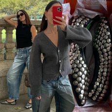 a collage of outfit images of Anna LaPlaca wearing compliment-generating pieces