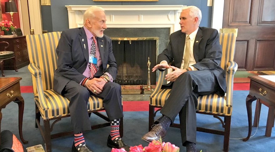 Buzz Aldrin and Mike Pence