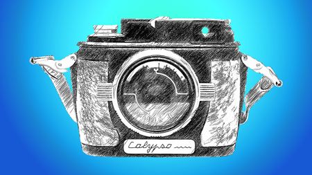 Line drawing of Calypso underwater camera