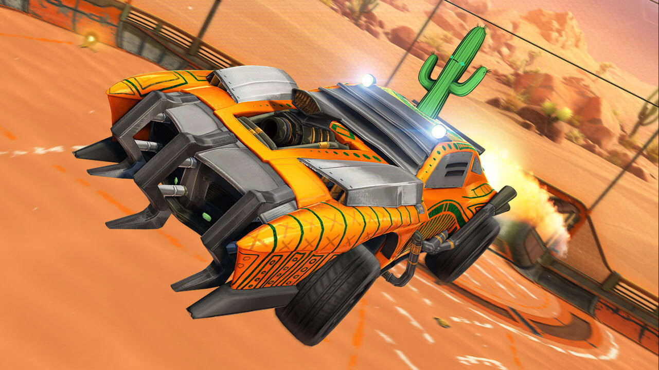 A truly Tex-Mex car revs its engine in Rocket League, one of the best Nintendo Switch Multiplayer Games in 2021