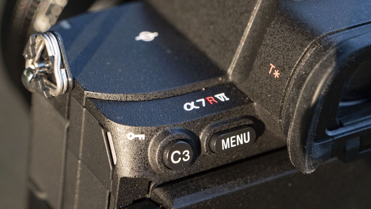Closeup of the Sony A7R VI camera's product name