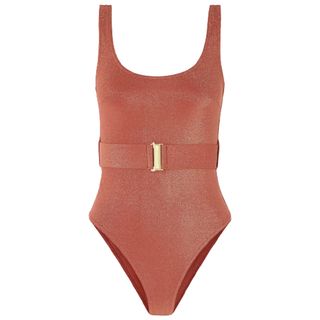 rose gold belted swimsuit