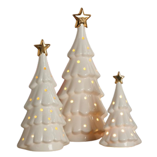 Three light up ceramic trees