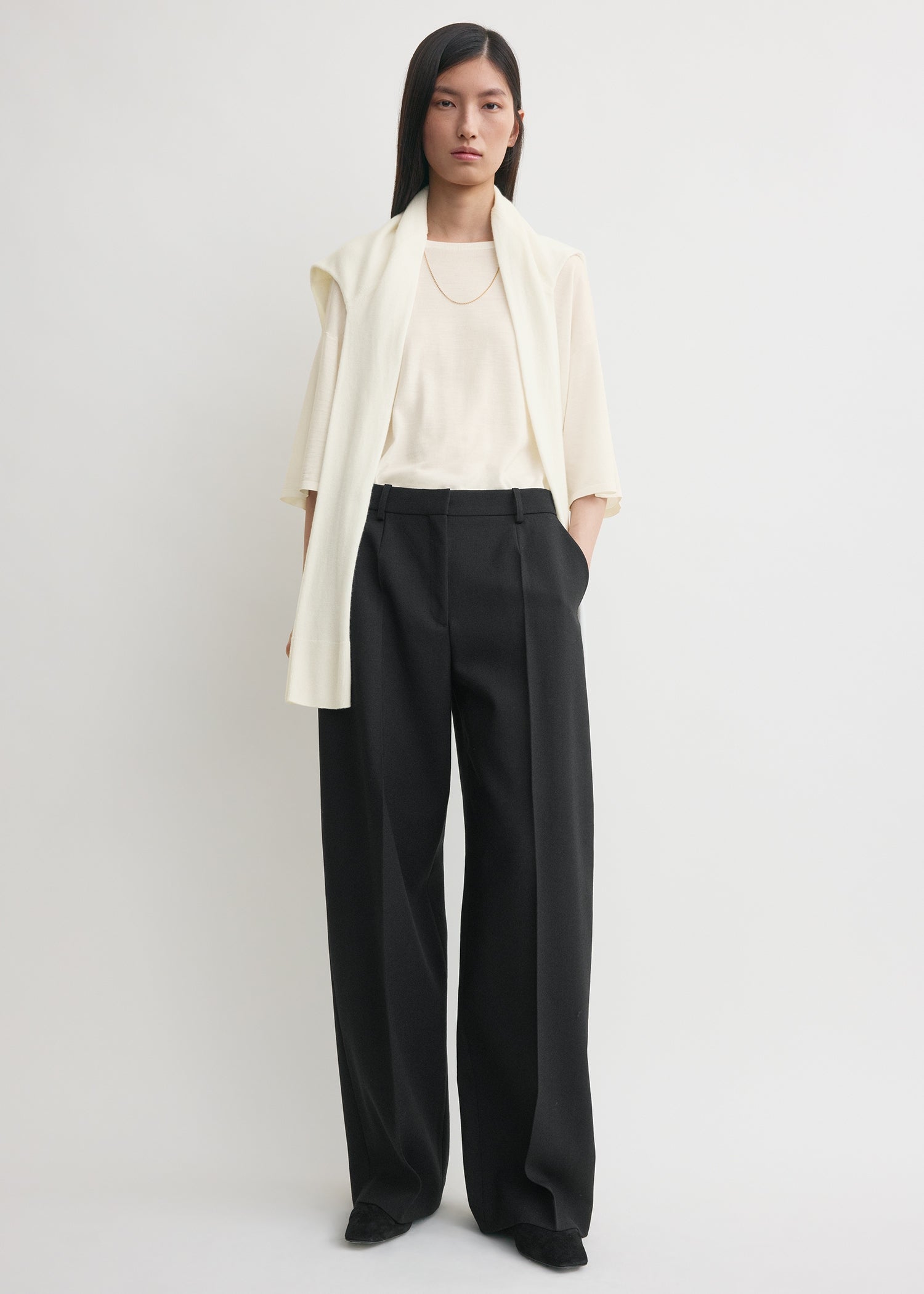 Wide Tailored Trousers Black