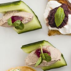 Chicken liver pate in cucumber boats