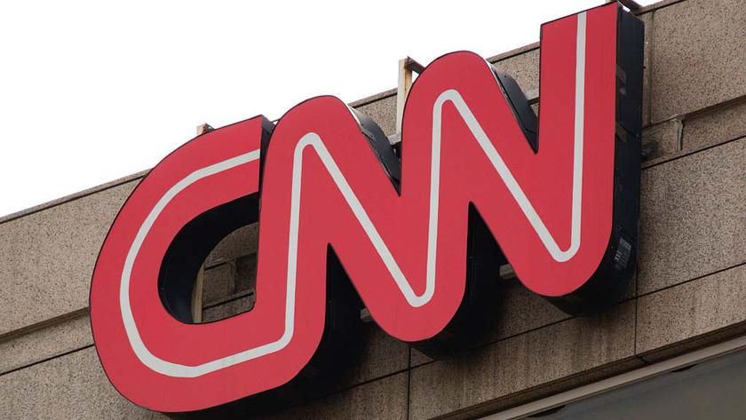WASHINGTON, DC - MAY 18: A CNN sign is displayed outside of their studios on May 18, 2025 in Washington, DC. (Photo by Kevin Carter/Getty Images)
