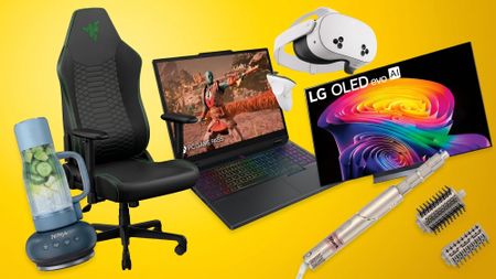 Collage of tech and home appliances