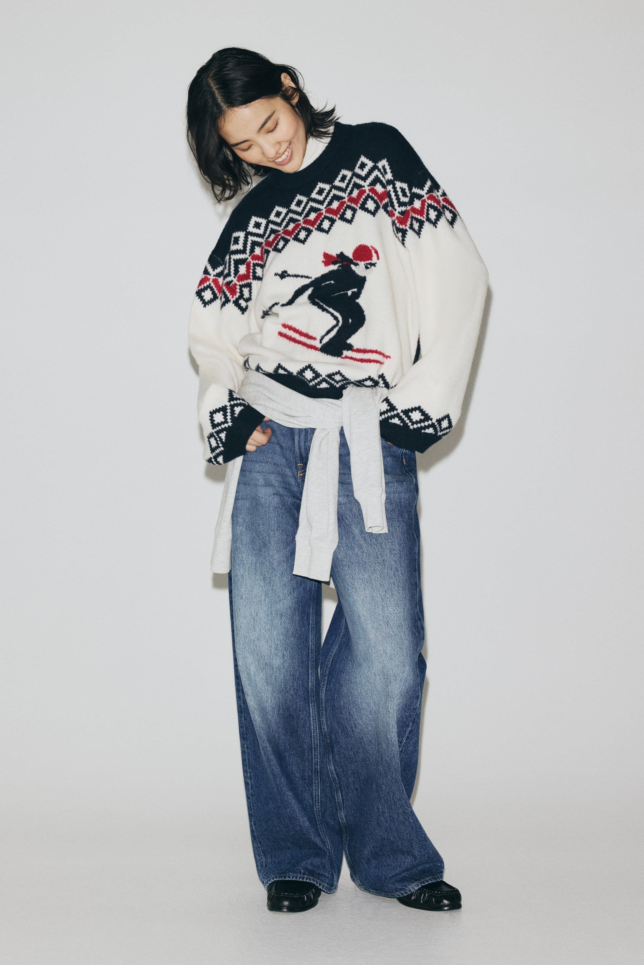 Jacquard-Knit Jumper - White/skier