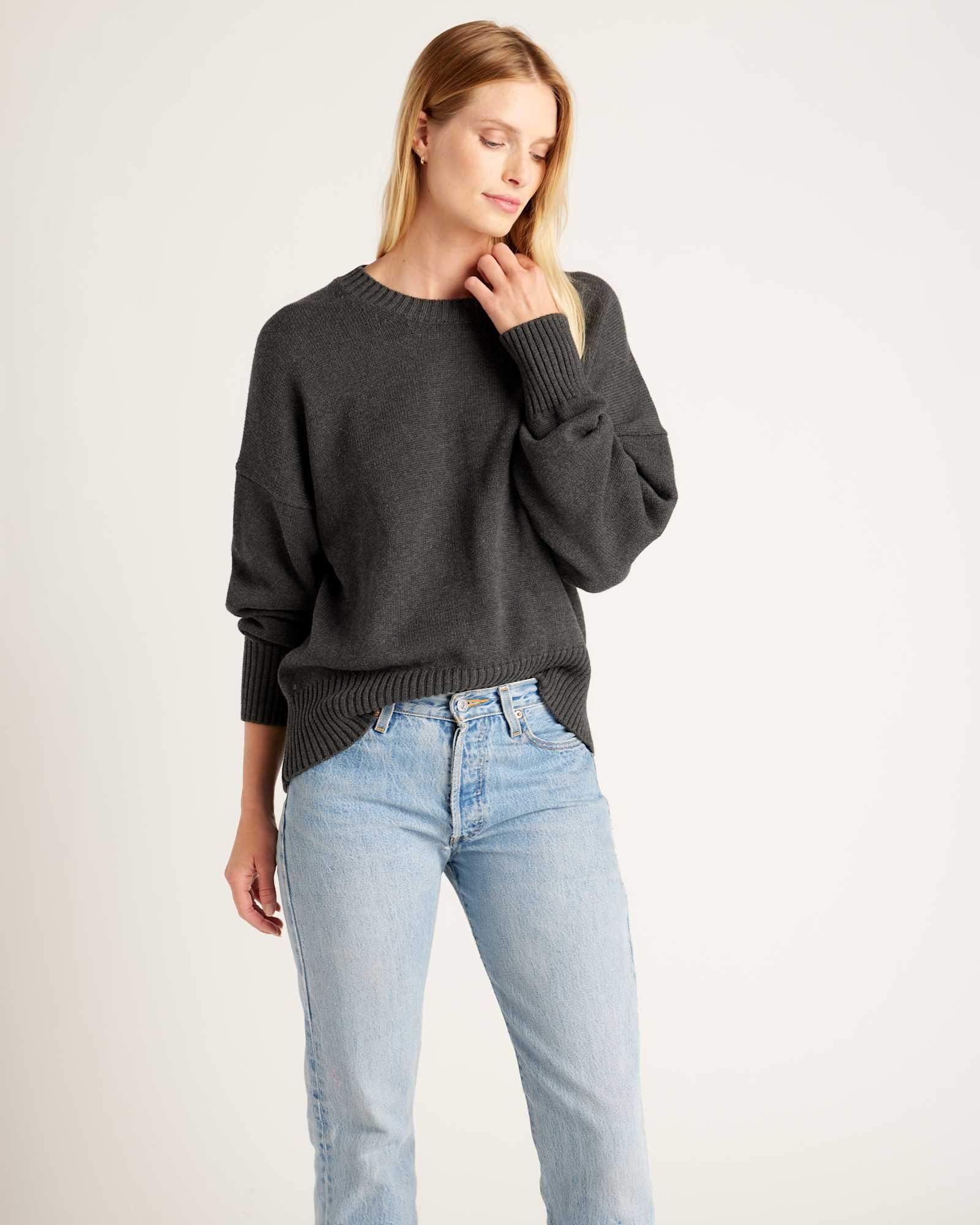 Quince, 100% Organic Cotton Boyfriend Crew Sweater