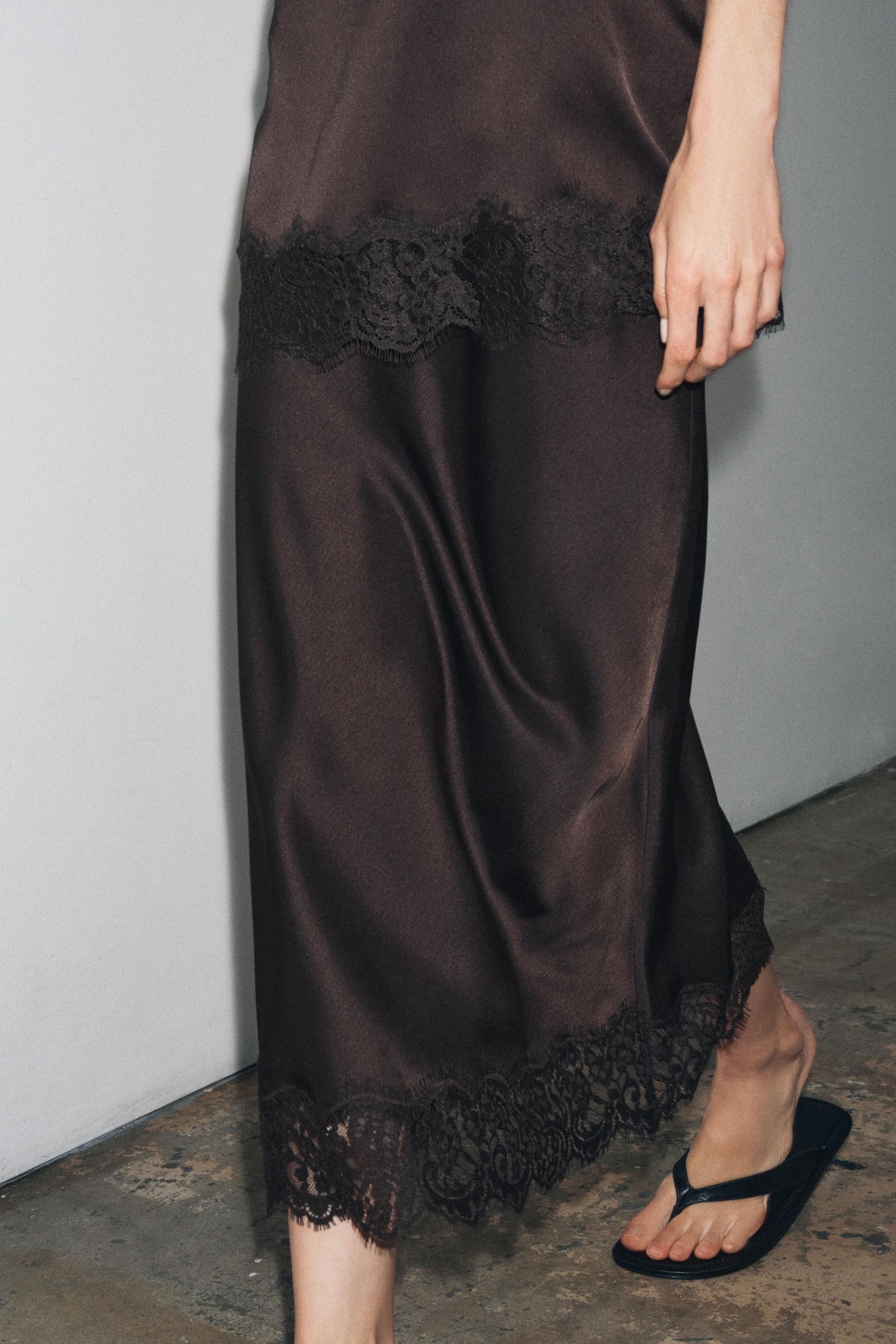Satin Effect Lace Skirt Zw Collection