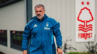 Ange Postecoglou Nottingham Forest Head Coach takes charge of his first training session at The Nigel Doughty Academy on September 10, 2025 in Nottingham, England. 
