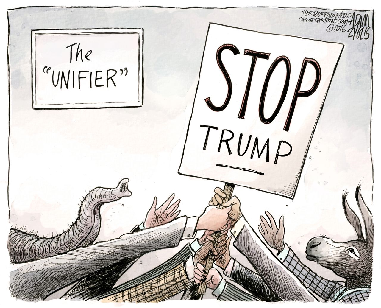 Political Cartoon U.S. Trump 2016