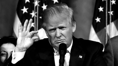 PALM BEACH, FL - MARCH 15:Republican presidential candidate Donald Trump speaks during a primary night event at the Mar-A-Lago Club's Donald J. Trump Ballroom March 15, 2016 in Palm Beach, Fl