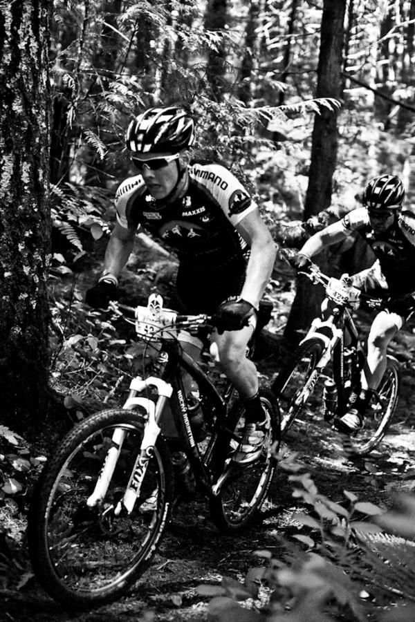 A Rocky Mountain duo team racing the BC Bike Race