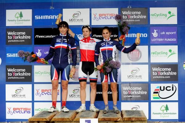 Junior women's podium: Moschetti, Forchini, Clauzel