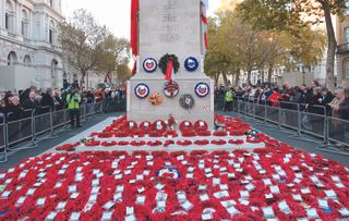 David Dimbleby and Sophie Raworth head the BBC’s team as the Queen attends the wreath-laying ceremony at the Cenotaph in London.