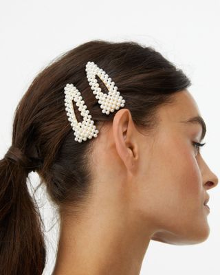 Faux Pearl White Hair Clips Pack of Two | Oliver Bonas