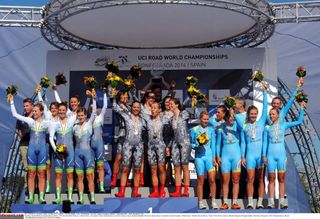Orica AIS, Specialized-lululemon and Astana on the podium