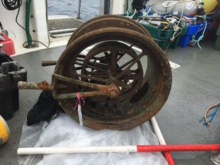 Divers recovered the main telegraph machine from the Lusitania wreck.