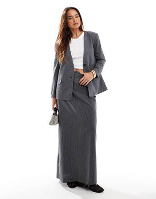 Jdy Column Maxi Skirt Co-Ord in Grey