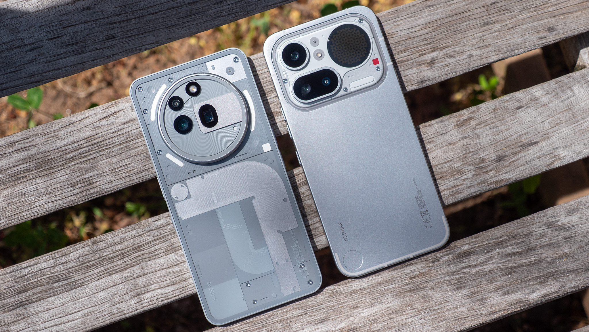 Comparing the backs of the Nothing Phone 4a Pro and Nothing 3a Pro