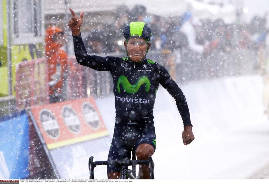 Nairo Quintana won stage 5 of Tirreno-Adriatico in the snow