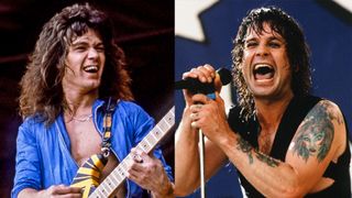 LEFT: Eddie Van Halen performs onstage in the early 1980s. RIGHT: Ozzy Osbourne Band, live, Moscow Music Peace Festival 1989 at Luzhniki Stadium, Moscow, USSR, 12th and 13th August, 1989. 