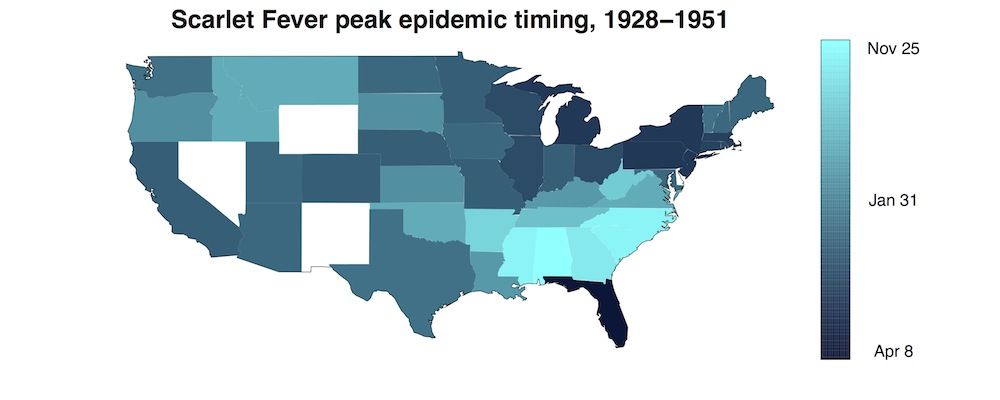 Map of Scarlet Fever Outbreak, 1928-1951