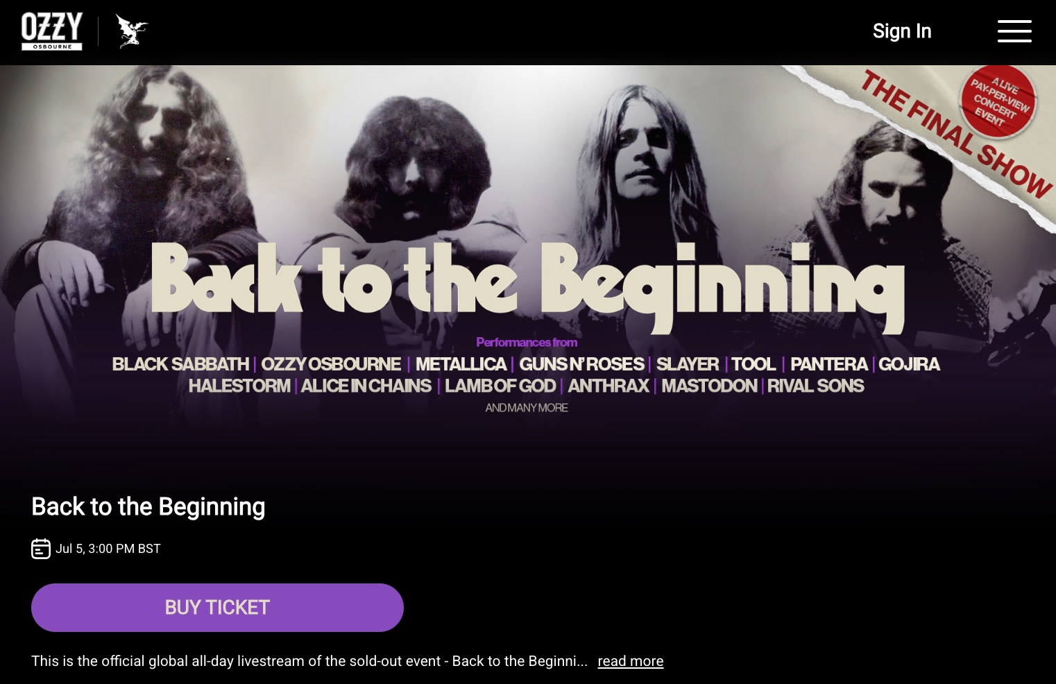 Black Sabbath Back to the Beginning