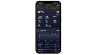 Coros mobile app on a phone showing Adjusted Pace