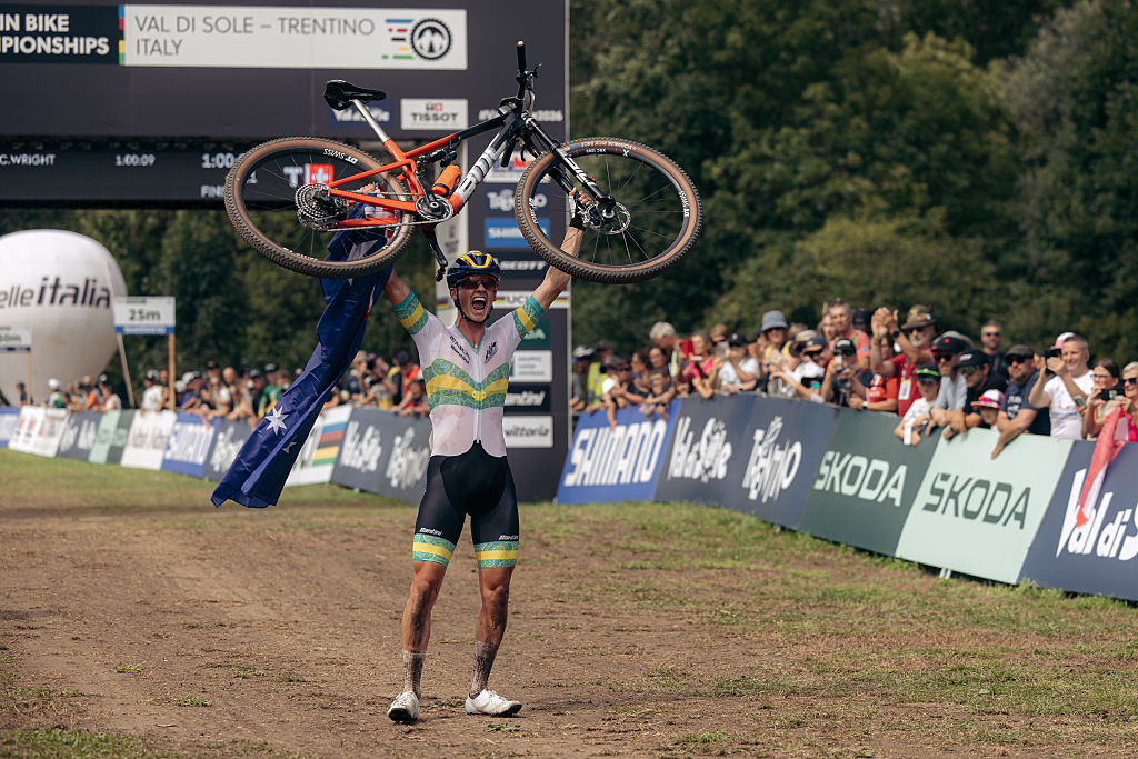 Connor Wright of Australia wins the XCO Junior race during the 2026 UCI Mountain Bike World Championships in Val di Sole, Italy. (Photo by Piotr Staron/Getty Images)