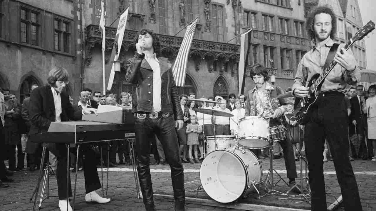 The Doors performing on the street in Frankfurt, Germany in 1967