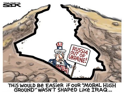 Political cartoon Russia Ukraine Iraq