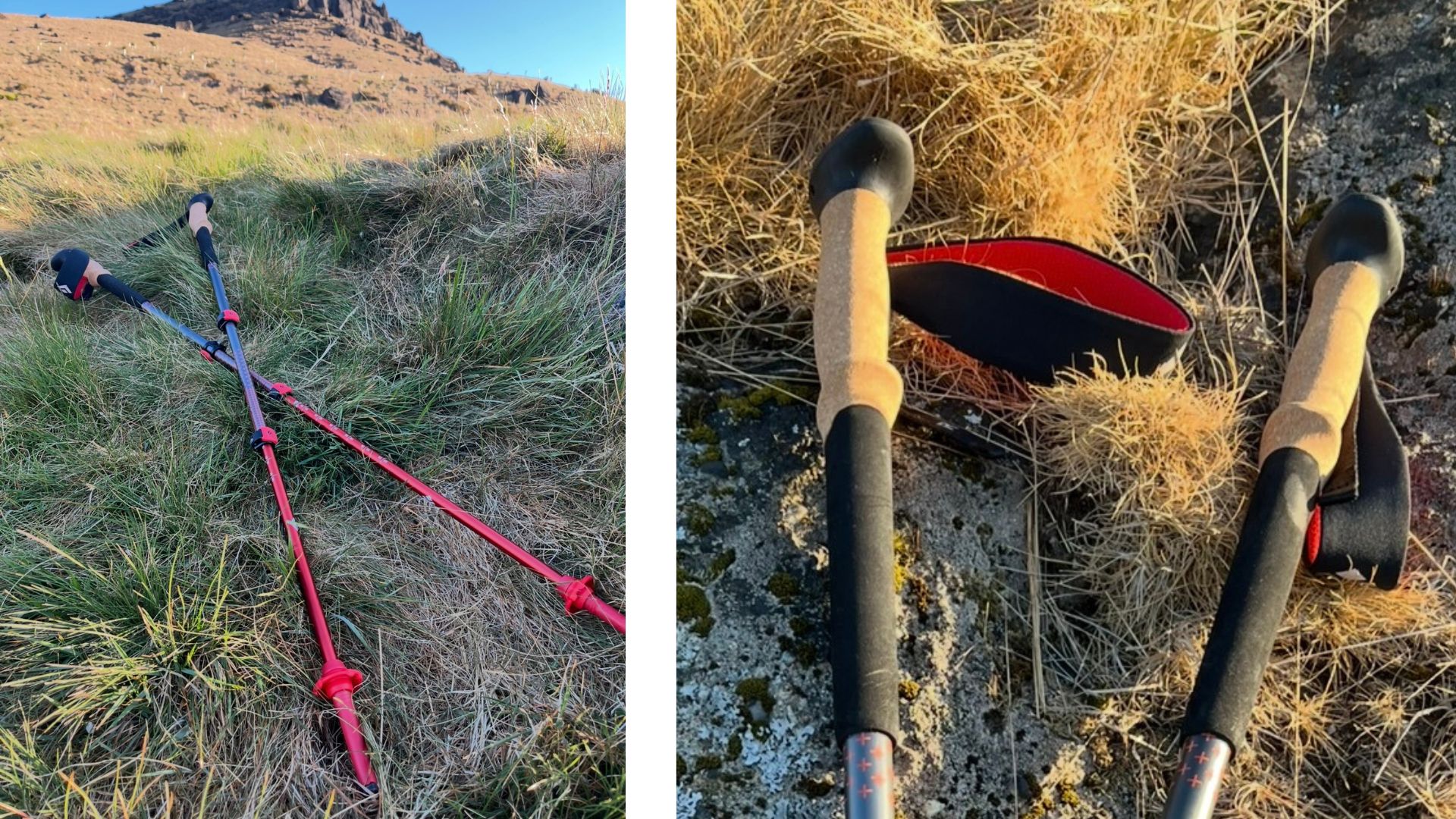 Susan Griffin using Black Diamond Pursuit Shock Trekking Poles in the Pennines and product shot