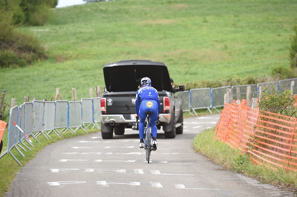 Philippe Gilbert catches a draft during his Liege recon ride