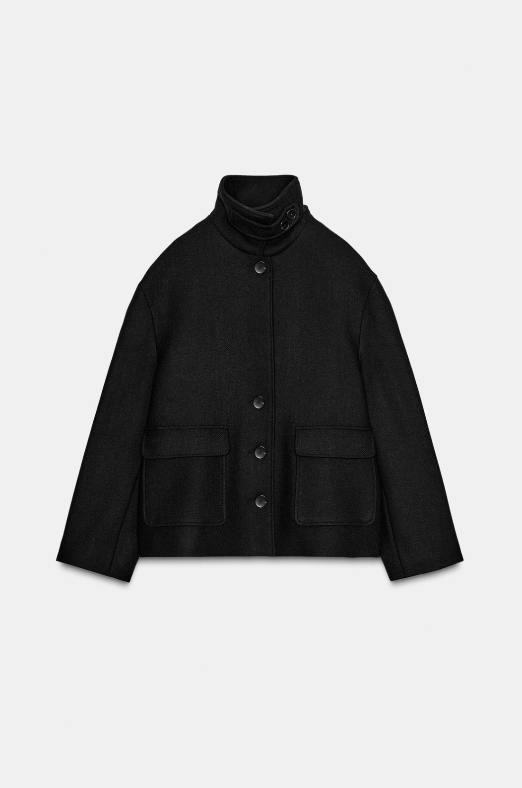 ZARA, Short Wool Coat With High Neck