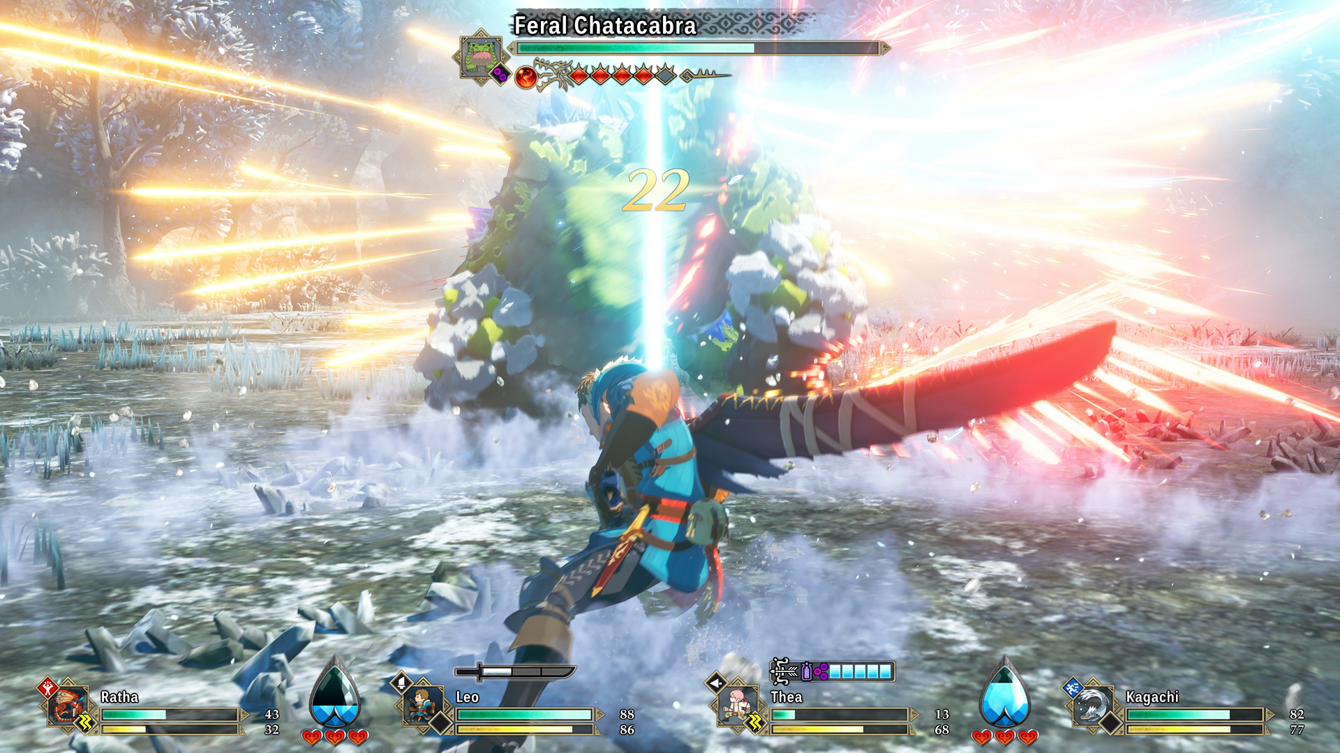 A Rider does a special attack against an enemy in Monster Hunter Stories 3: Twisted Reflection