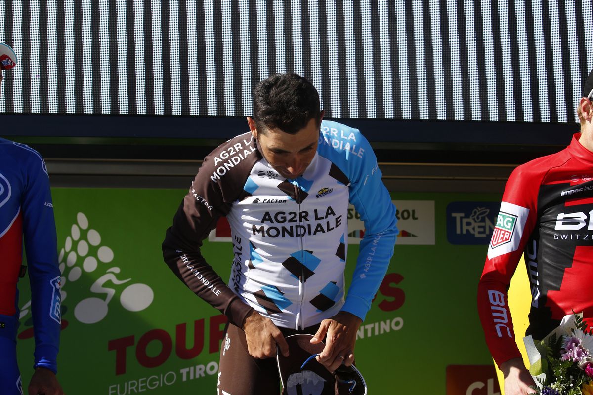 Matteo Montaguti (AG2R La Mondiale) on the podium