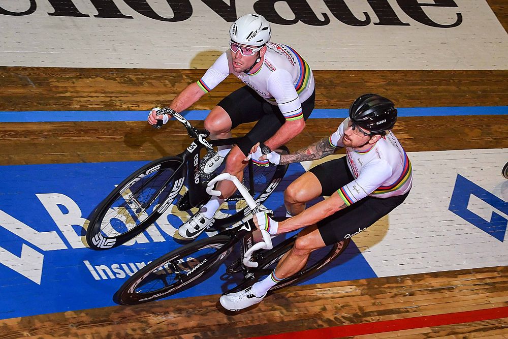 World champion duo Mark Cavendish and Bradley Wiggins out on the track at the 2016 Gent Six Day
