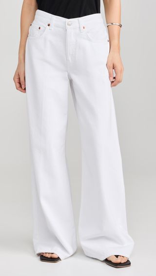 Mid Rise Palazzo Jeans in White