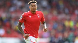 Jesse Lingard of Nottingham Forest in action during the Premier League match between Nottingham Forest and Tottenham Hotspur at City Ground on August 28, 2022 in Nottingham, England.
