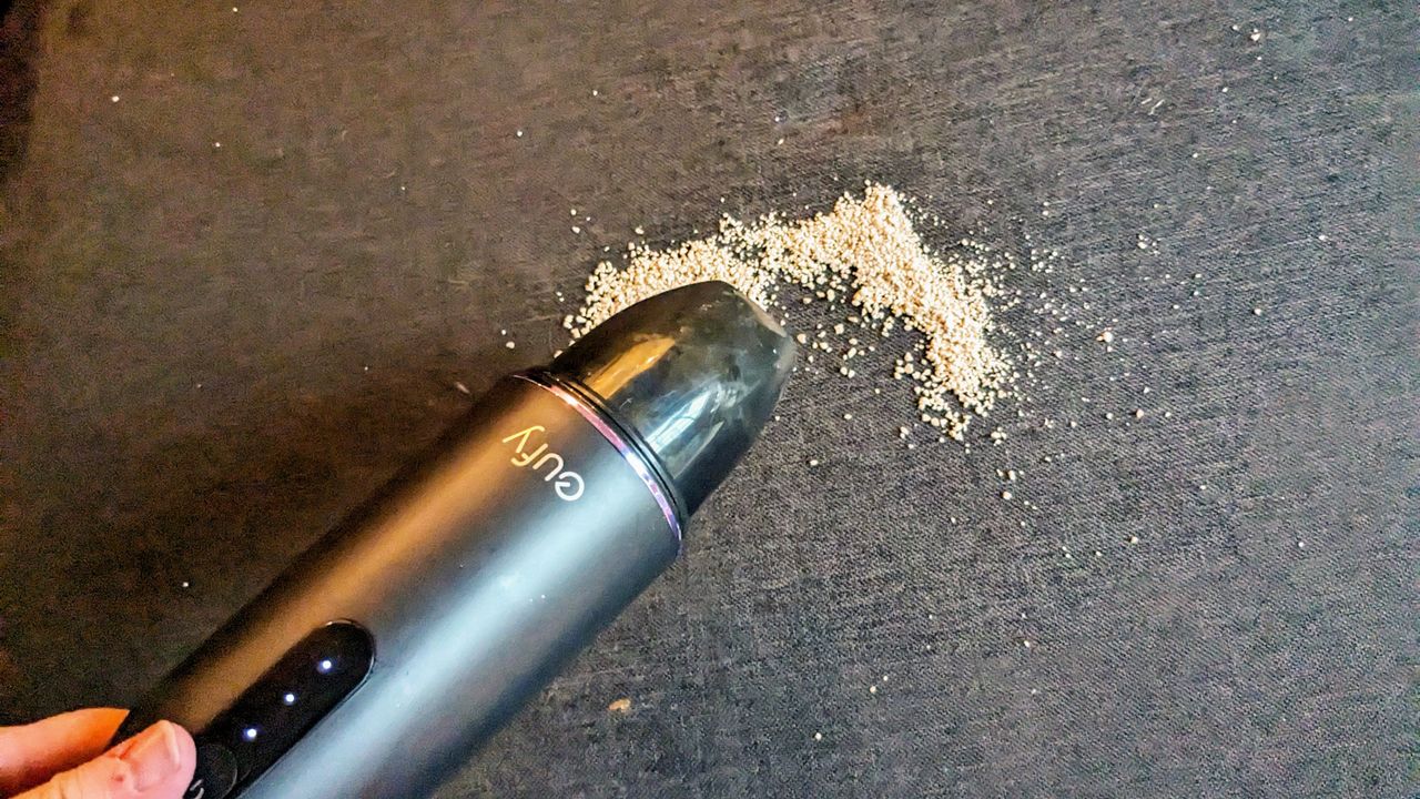 eufy HomeVac H11 being tested in writer's home