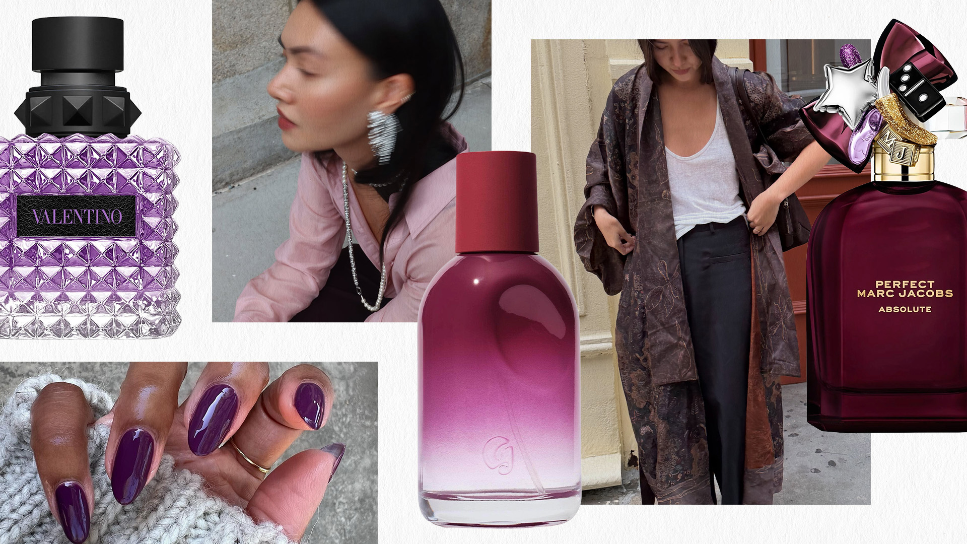 Plum perfume collage