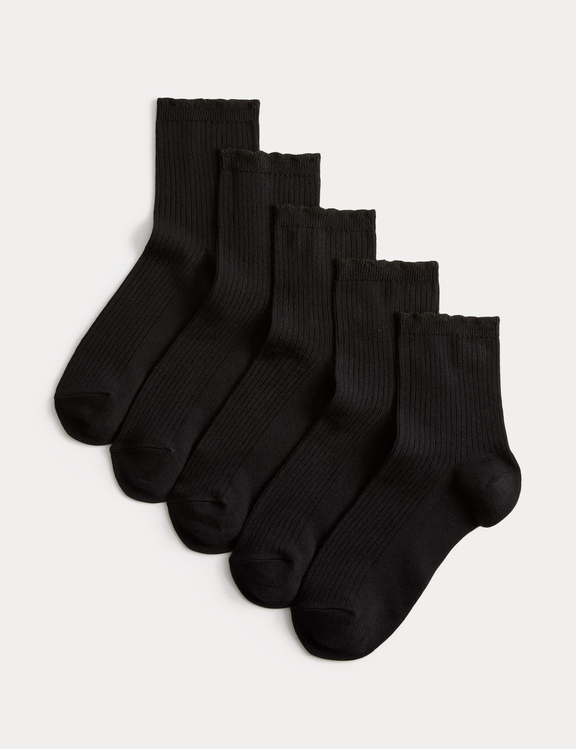 5 Pack Supersoft Ribbed Quarter Socks