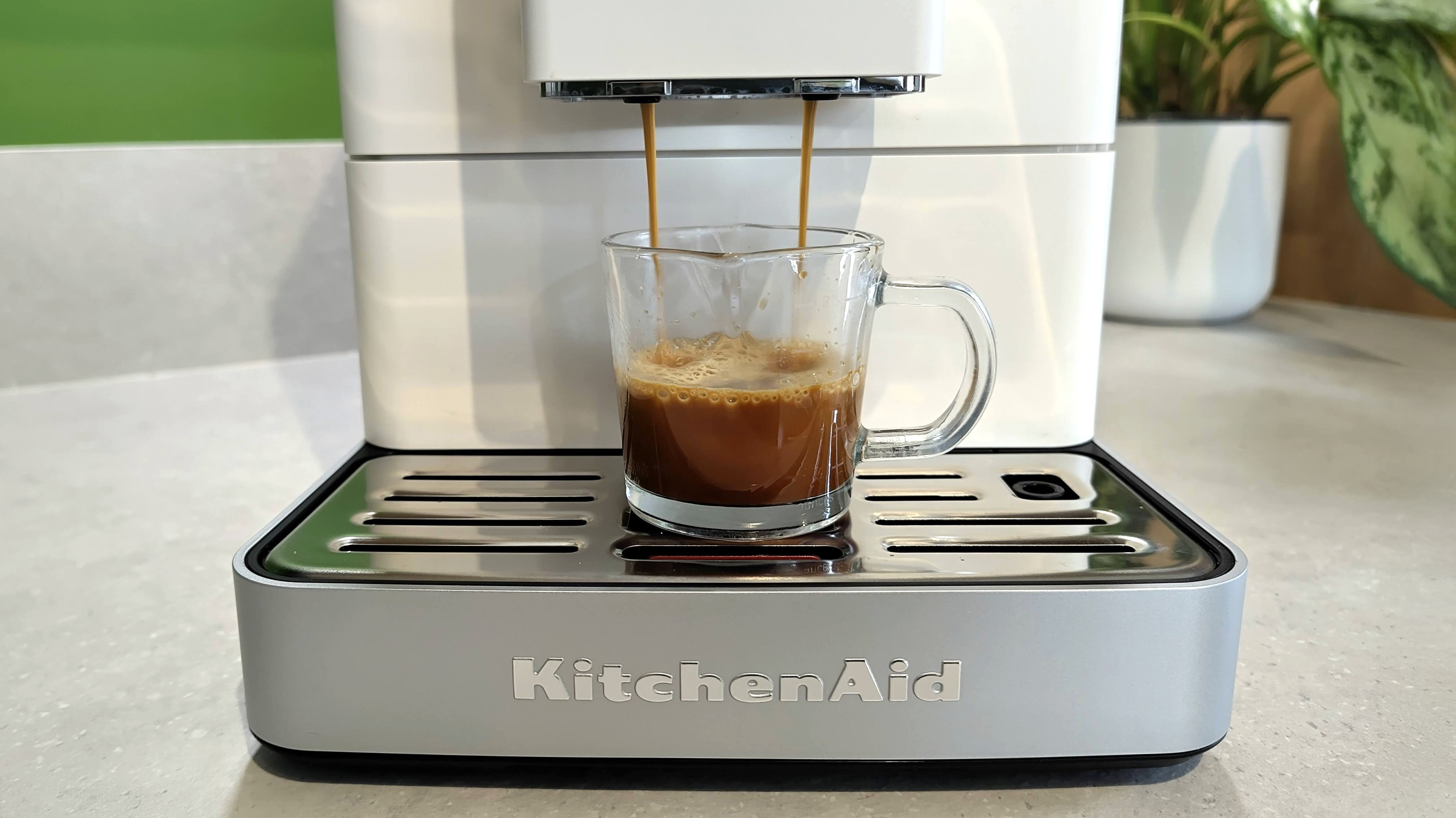 KitchenAid KF4 espresso machine dispensing espresso