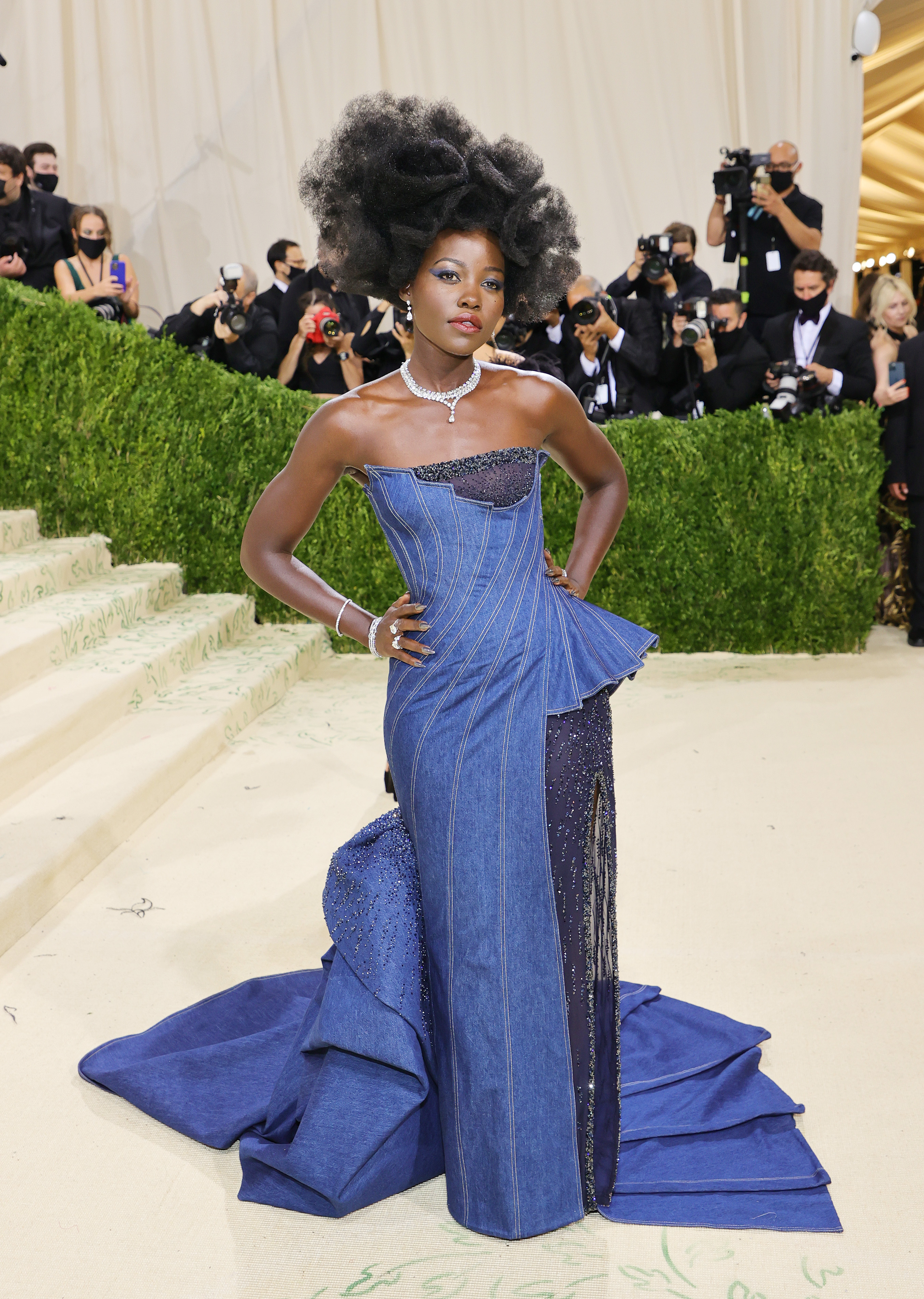 Lupita Nyong'o attends The 2021 Met Gala Celebrating In America: A Lexicon Of Fashion at Metropolitan Museum of Art on September 13, 2021 in New York City. (Photo by Mike Coppola/Getty Images)