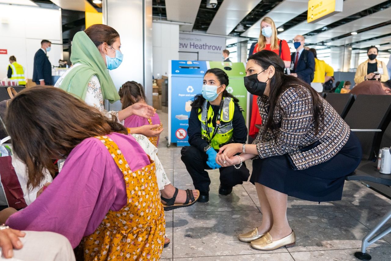 Afghan refugees at Heathrow 